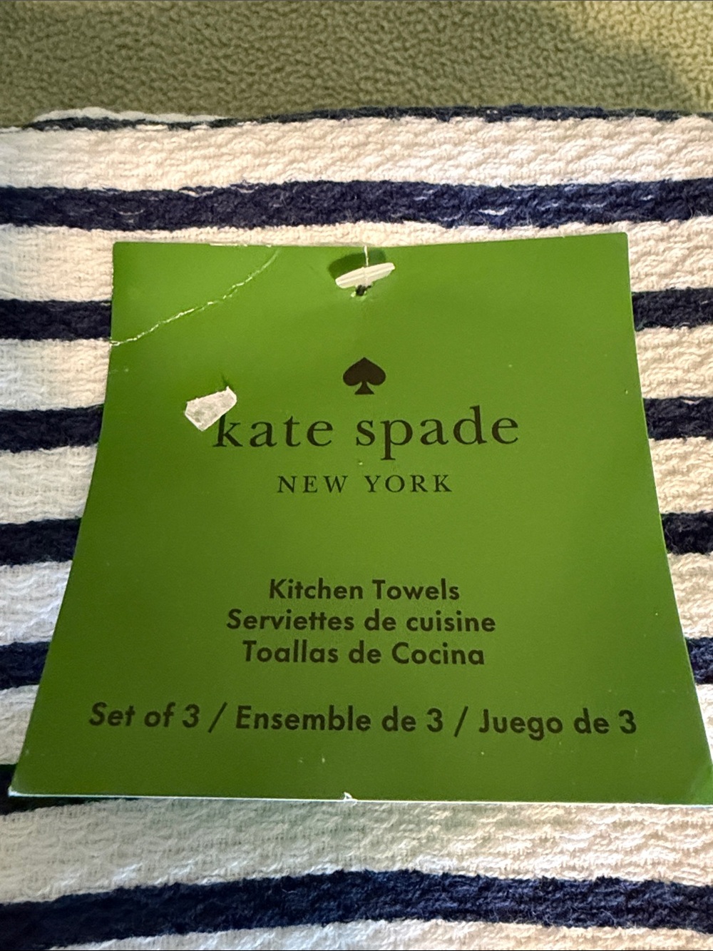 kate spade navy and white striped kitchen towel set. (Set of 3 Towels) - Picture 2 of 4